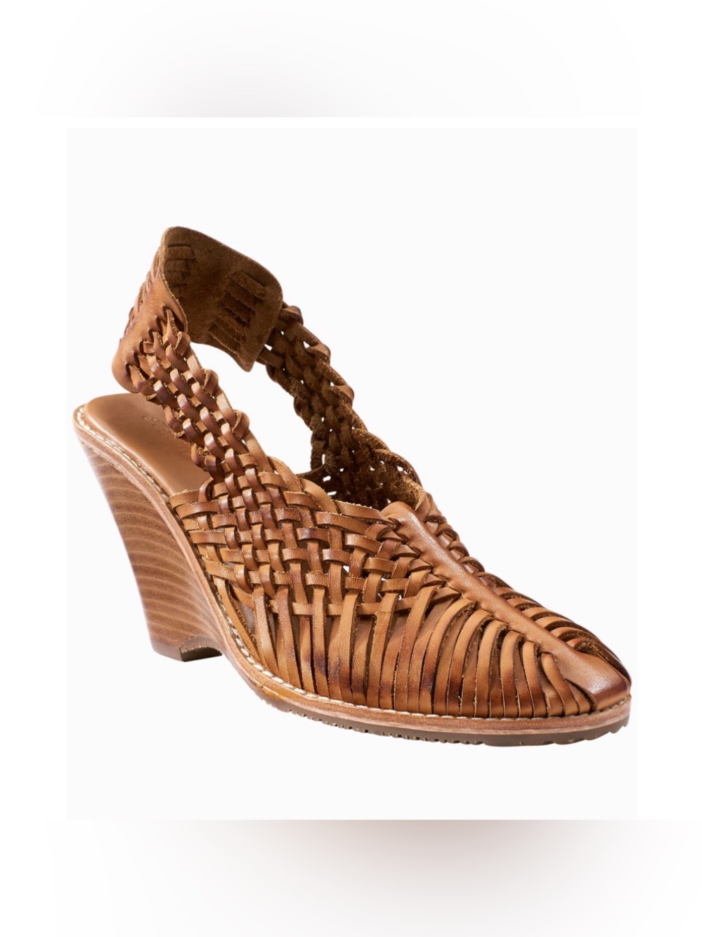Tommy Bahama Brown Woven Priscilla Leather Slingback Wedge NWT
